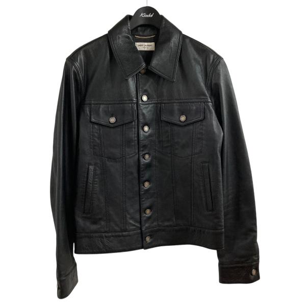 SAINT LAURENT サンローラン レザー付きフードダウンジャケット48 サンローランパリ Saint Laurent Paris レザートラッカー