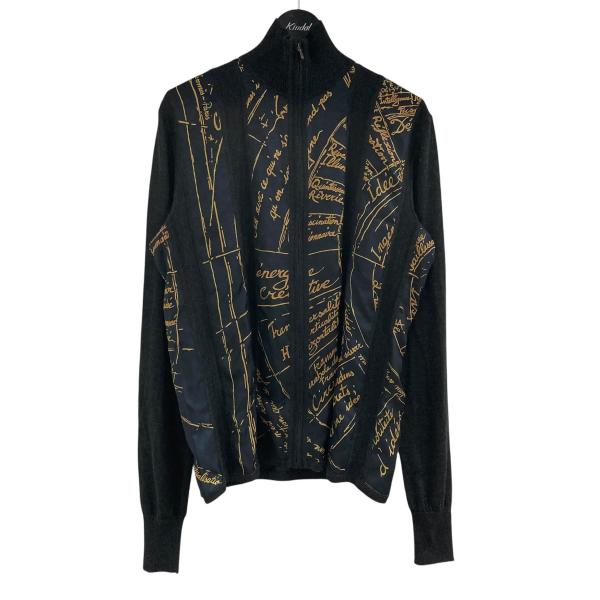 美品　HERMES エルメス　シルクスカーフ　切り替えニット HERMES（エルメス） 【値下げ】HERMES シルク切替カシミヤジップアップ