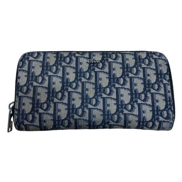 クリスチャンディオール オブリーク ラウンドジップ 長財布 ネイビー クリスチャンディオール オブリーク ラウンドジップ 長財布