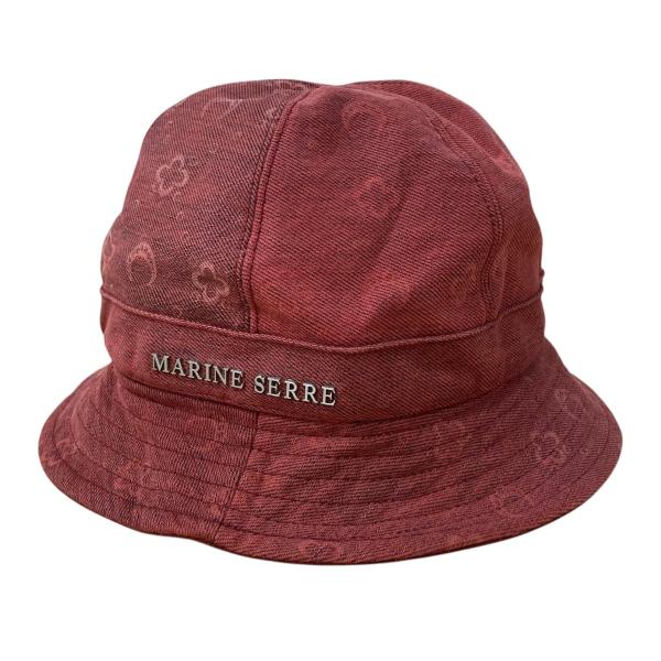 新品未使用　marine serre ロゴ　ハット マリーン マリーンセル marine serre 21SS ロゴプレートハット レッド