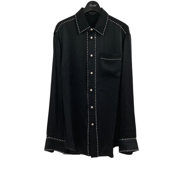 VERSACE ヴェルサーチ ラインストーン長袖シャツ ブラック