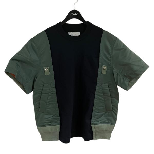 sacai（サカイ） ナイロン切替Tシャツ ブラック×カーキ サイズ：1