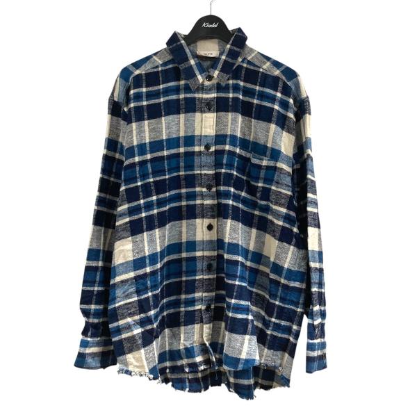 未使用級/22AW★セリーヌ　中綿　チェックフランネルオーバーシート　44 未使用級/22AW☆セリーヌ 中綿 チェックフランネルオーバーシート 44