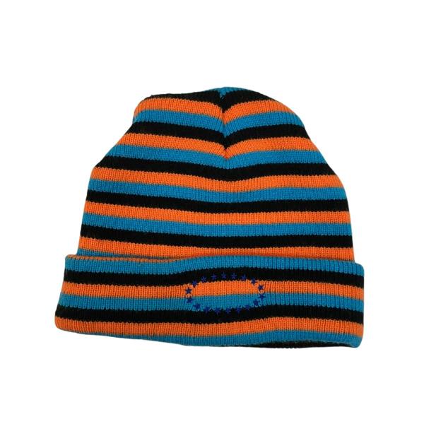 エーエフビー AFB ボーダー ニット帽 ブルー×オレンジ サイズ：FREE