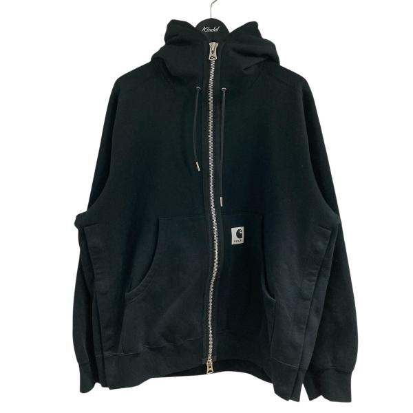 sacai Carhartt ブラック ジップアップジャケット　サイズ0 sacai（サカイ） サカイ×カーハート sacai×CarHartt ジップアップ