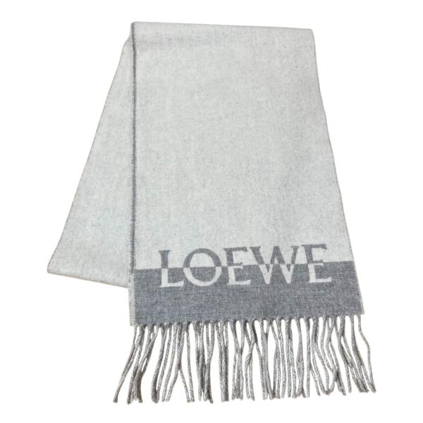 【美品】LOEWE ロエベ アナグラムマフラー アイボリー バイカラー LOEWE ロエベ バイカラースカーフ アナグラムマフラー アイボリー