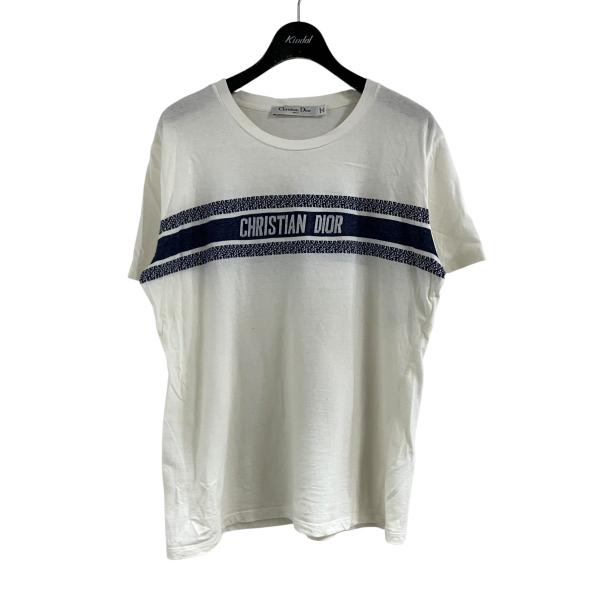 美品　クリスチャンディオール　Tシャツ　シグネチャーバンドロゴ　ホワイト　S Christian Dior（クリスチャン・ディオール） シグネチャーバンドロゴT