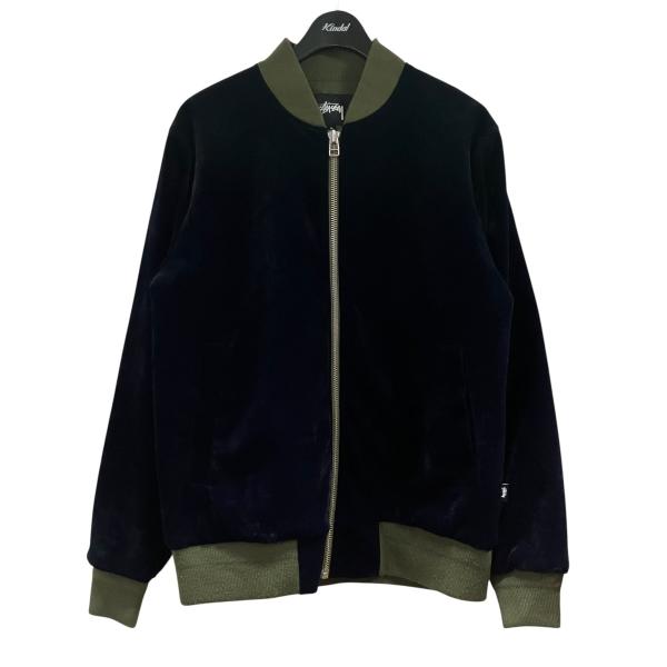 stussy ベロアジャケット　S STUSSY（ステューシー） ベロアジャケット ネイビー×カーキ サイズ：M