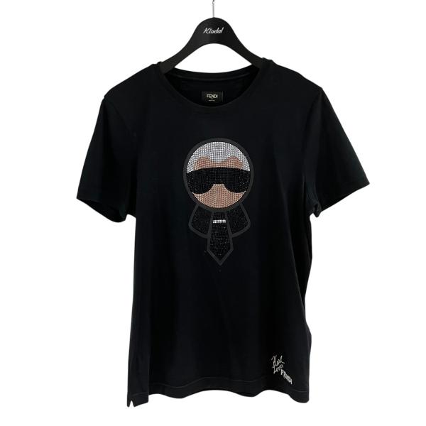 FENDI（フェンディ） ラガーフェルド ストーンロゴビジュー Tシャツ