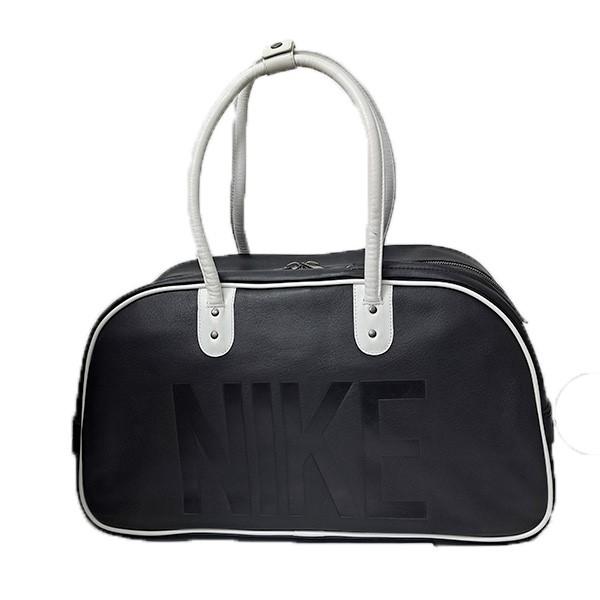 美品 NIKE ナイキ 本革 レザーバッグ ミニボストン ハンドバッグ NIKE（ナイキ） レザーボストンバッグ BA2920-067 ブラック×ホワイト
