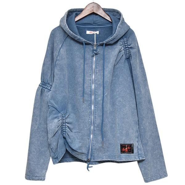 シュウマン SYUMAN． 2025SS Wave Gather Acid Hoodie ジップパーカー  