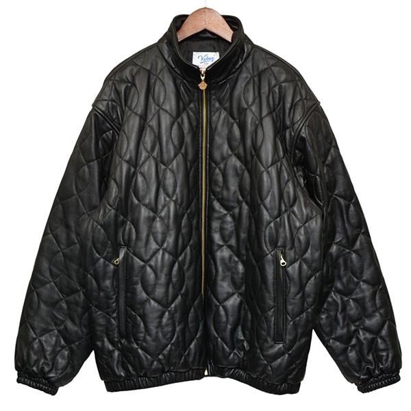 ケボズ KEBOZ スタンドカラーキルティングレザージャケット ブラック