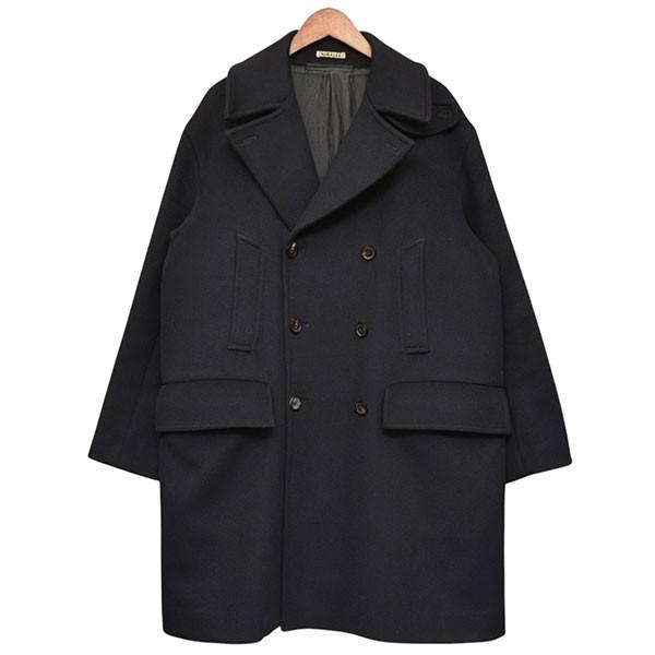 AURALEE BEAVER MELTON P COAT オーラリー　L Auralee Beaver Melton Peacoat - Navy | Garmentory