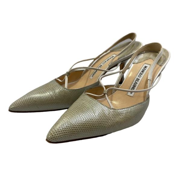 マノロブラニク MANOLO BLAHNIK ヒールパンプス シルバー サイズ：35 1 