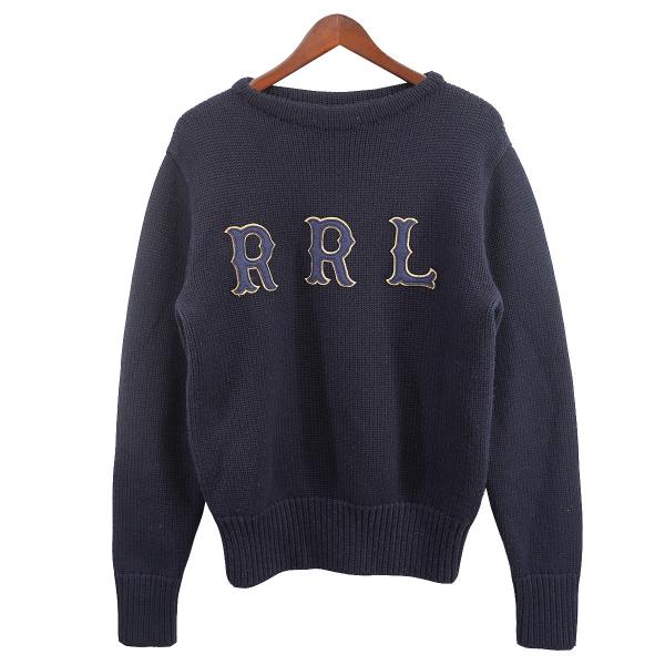 RRL カットソー　アップリケ　ネイビー　L RRL Ralph Lauren 【値下げ】RRL Logo Applique Wool Sweater ロゴ
