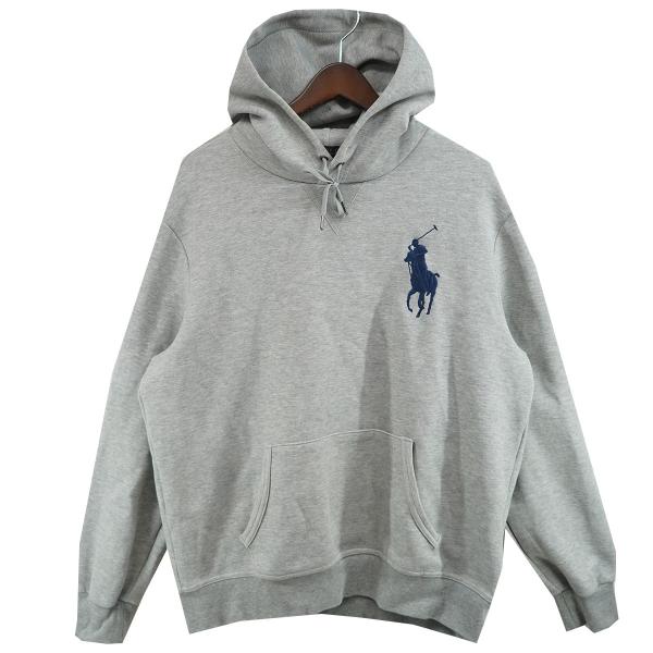【美品】ポロラルフローレン ビッグポニー刺繍＆袖ロゴ ジップパーカー グレー M POLO RALPH LAUREN（ポロ・ラルフローレン） 【値下げ】POLO RALPH