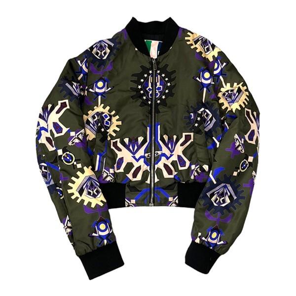 MSGM 総柄ボンバージャケット カーキ サイズ：40 (京都四条店) 220501 