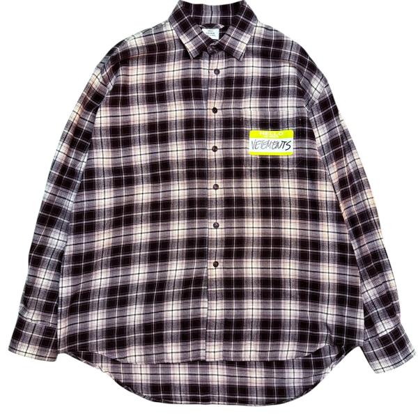 VETEMENTS シャツ 値下げ】VETEMENTS MY NAME IS VETEMENTS FLANNEL SHIRT ／フランネル
