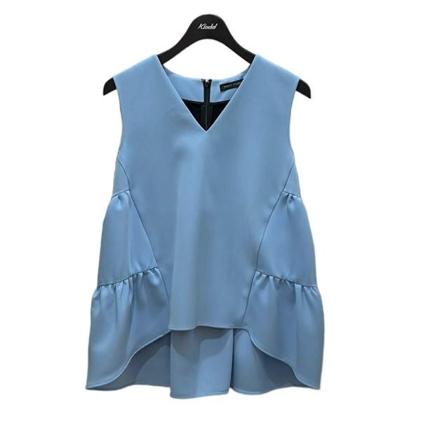 YOKO CHAN サックスブルーヘムフレアコート