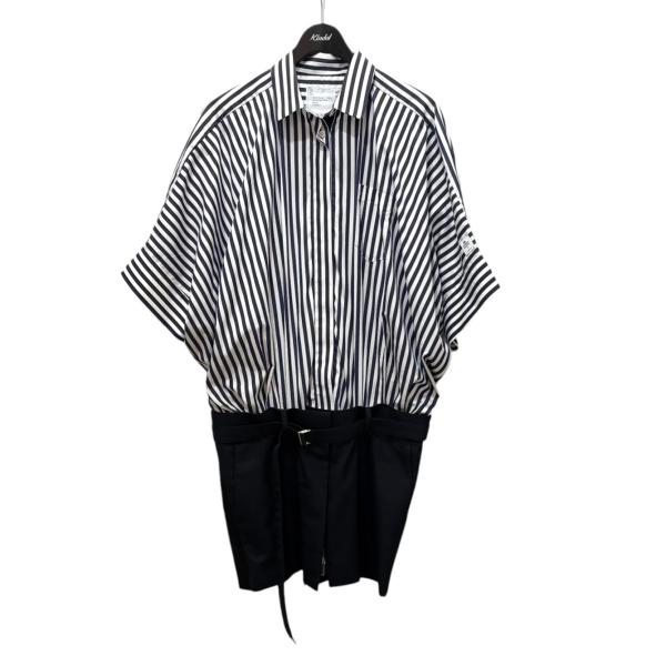 美品✨sacai サカイ ドッキングミニワンピース 半袖 ホワイト sacai（サカイ） ドッキングワンピース 23-06525 ネイビーxホワイト