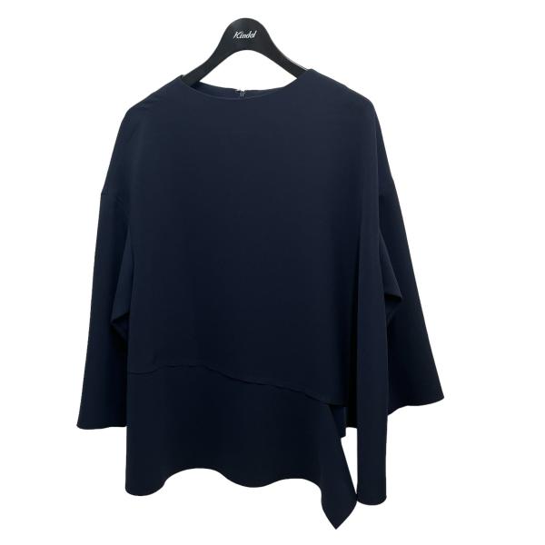 エンフォルド ENFOLD ダブルクロスドレープTOPブラウス ネイビー  