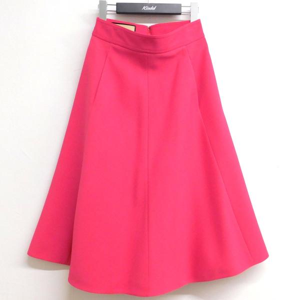 【新品同様】グッチ　フレアスカート　シルク　ウール　パープル　イタリア製　36 GUCCI グッチ シルクウール フレアスカート 643333 ピンク サイズ：38