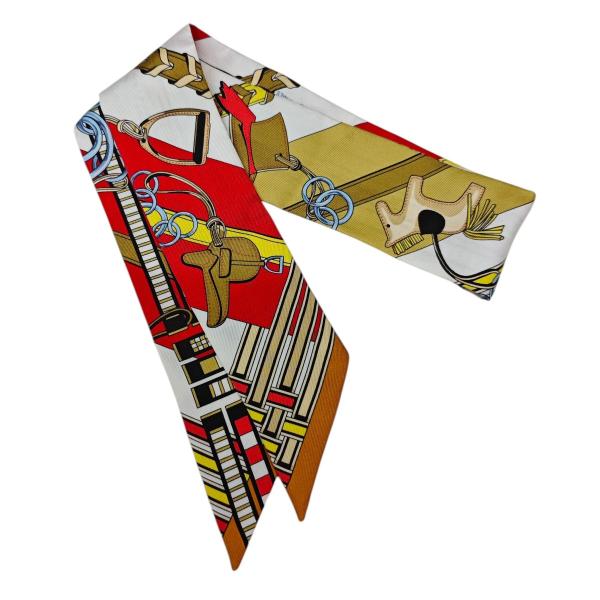 ❣️クリーニング済み❣️エルメス　ツイリースカーフ HERMES（エルメス） ツイリー シルクスカーフ Brides et Gris-Gris