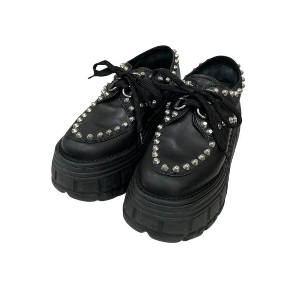 希少　美品　miu miu ヒール　35 黒 miu miu（ミュウミュウ） スタッズ付 厚底シューズ ブラック サイズ
