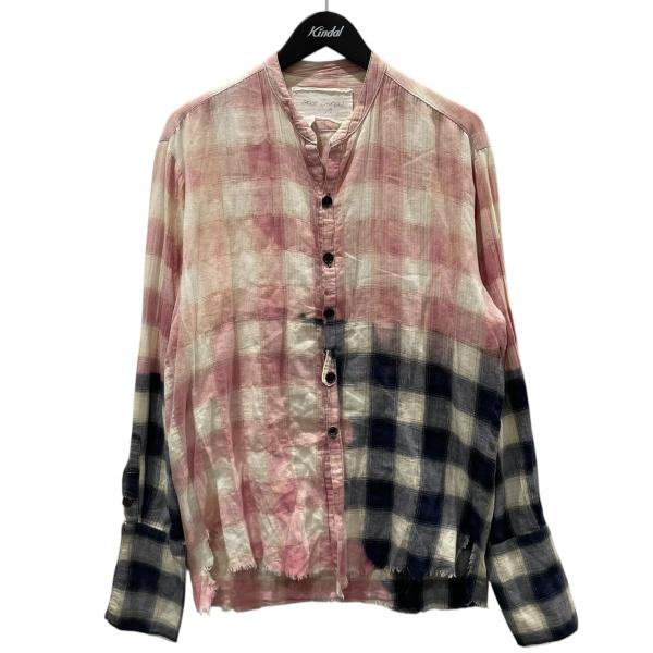 グレッグローレン GREG LAUREN チェック柄リメイクシャツ ピンク