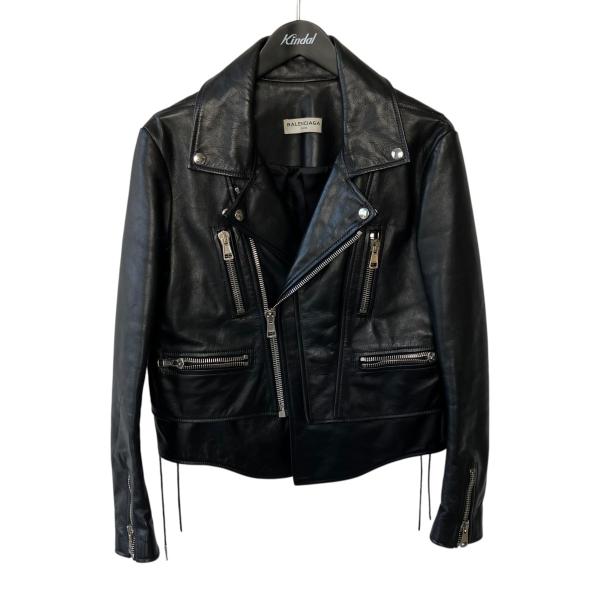 春*様 9806 90s バレンシアガ ウール ライダースジャケット メンズ M BALENCIAGA（バレンシアガ） 16AW SWING TOP LEATHER JACKET 446474