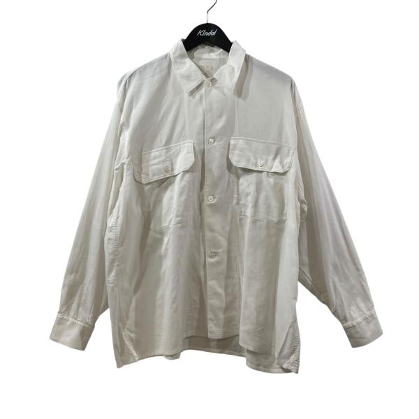 COMOLI 空紡オックス C.P.Oシャツ ホワイト V01-02016 COMOLI（コモリ） 空紡オックス CPOシャツ 長袖シャツ V01-02016