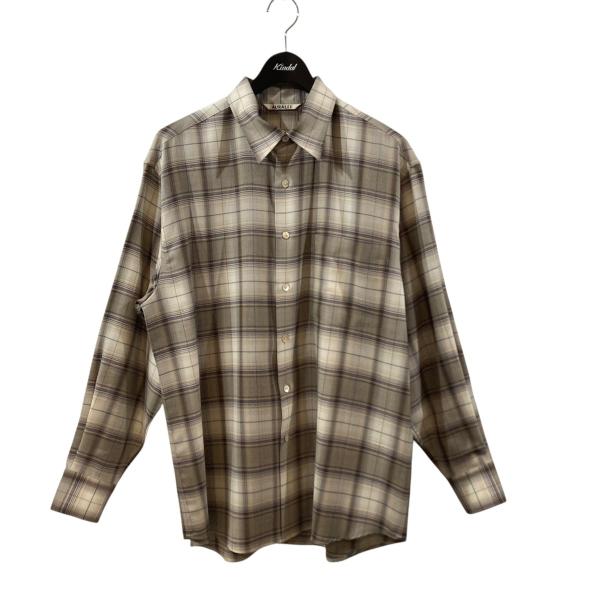 オーラリー カーキグレー スエード レザーシャツ サイズ3