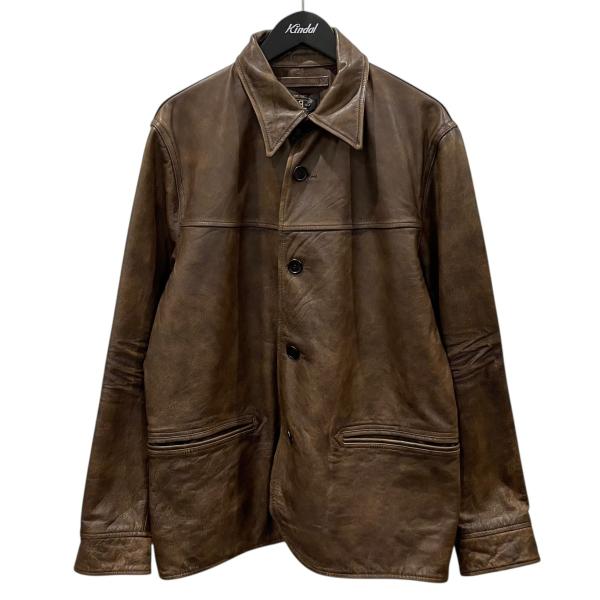 RRL ダブルアールエル Leather Car Coat レザーカーコート MNRROTW12820032 XS ダークブラウン 革ジャン カウハイド レザージャケット Double RL アウター【新古品】【中古】【RRL】 RRL - RRL ダブルアールエル Leather Car Coat レザーカーコート