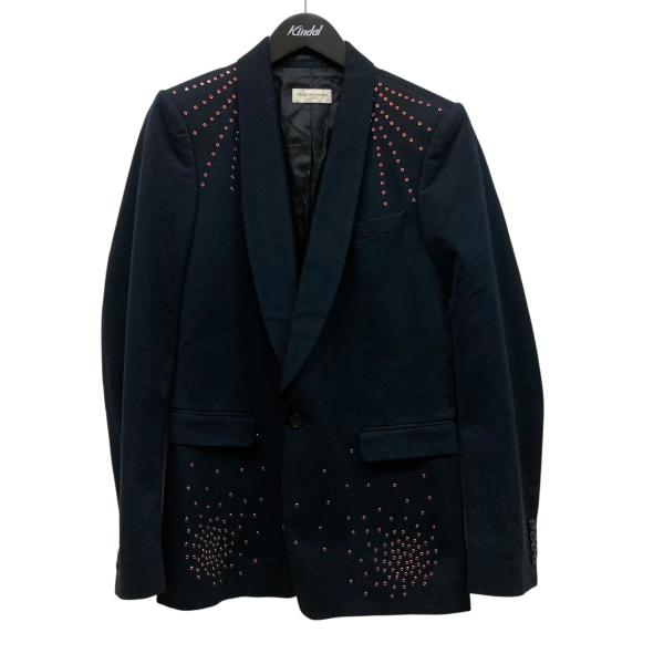 DRIES VAN NOTEN ネイビー テーラードジャケット 46 DRIES VAN NOTEN 【値下げ】DRIES ビジューテーラードジャケット