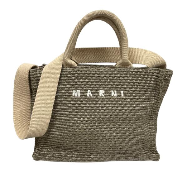 MARNI マルニ ラフィアショルダートートバッグ ダスティオリーブ 