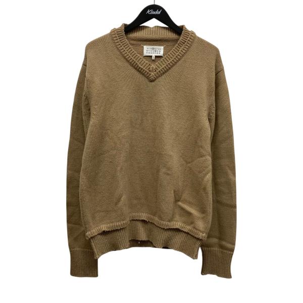 メゾンマルジャラ 14SS ペイントデザイン ニット ベージュ Lサイズ kindal_8080000645144