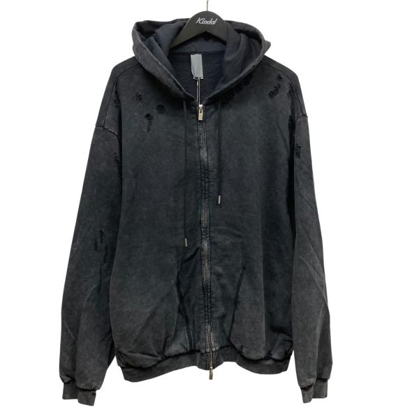 新品同品　即完売品　VEIN パーカー　フーディ　スウェット ヴェイン VEIN ヴェイン ダメージ加工フーデッドパーカー VJ41-322 グレー