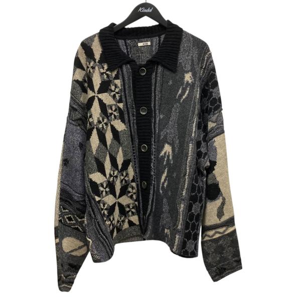 コッキ KHOKI ニットポロカーディガン グレー×ブラック サイズ：FREE