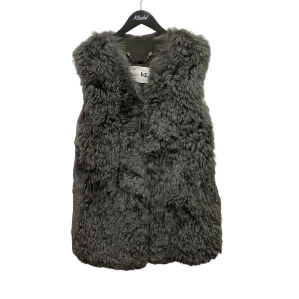 MANZONI24 マンツォーニ　マンゾーニ ファージレ　ベスト　グレージュ マンゾーニ 24 MANZONI 前後切替リアルファーベスト G0118M371 グレー