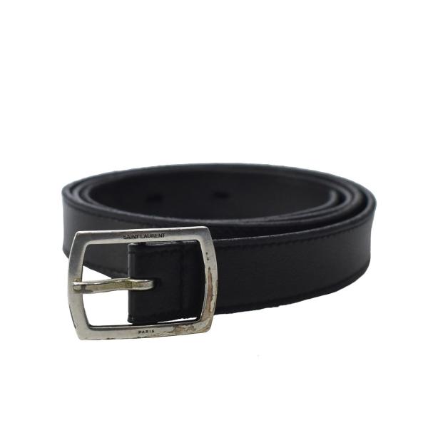 SAINT LAURENT ベルト　80 スクエアバックル付き カサンドラ 細ベルト（グレインレザー