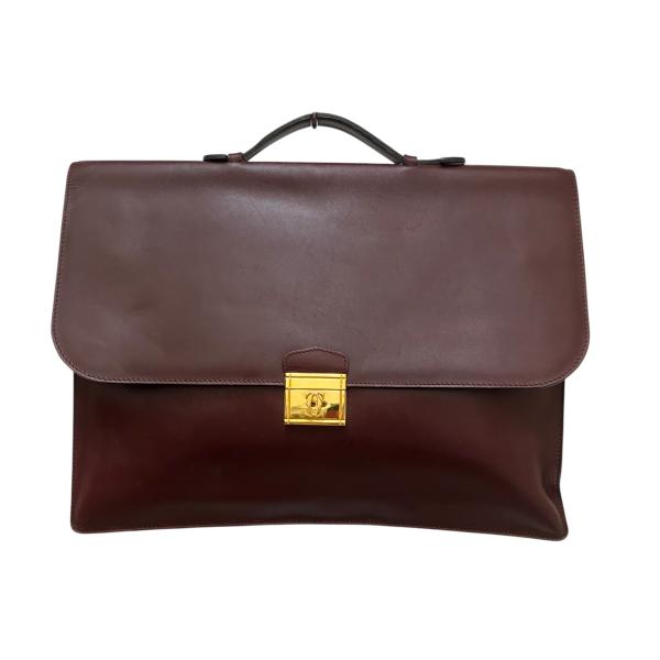 【ヴィンテージ】カルティエ　ブリーフケース　ボルドー　レザー　トートバッグ大容量 中古・古着通販】Cartier (カルティエ) マストラインブリーフケース