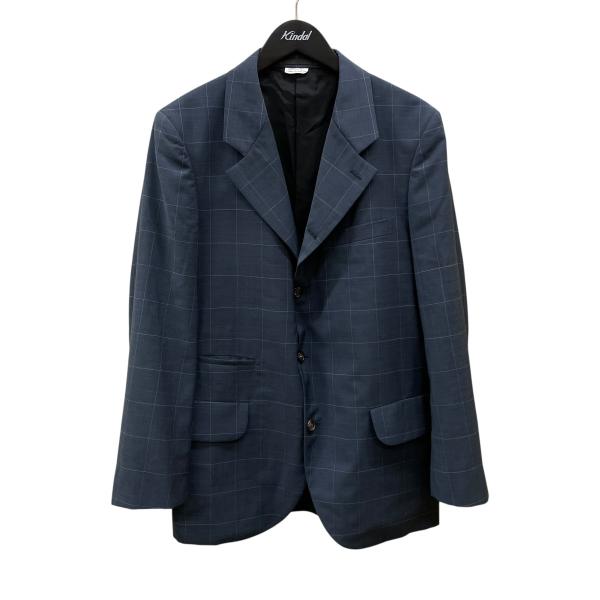 美品✨コムデギャルソン　テーラードジャケット　チェック　ブルー　L COMME des GARCONS HOMME DEUX コムデギャルソンオムドゥ