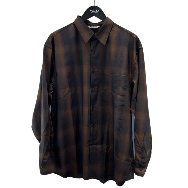 AURALEE 24SS チェックシャツ ブラウン 3 Auralee Super Light Wool Check Shirt in Dark Brown Check Curated