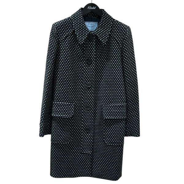 PRADA（プラダ） ドット柄 ステンカラーコート P694B ブラック サイズ