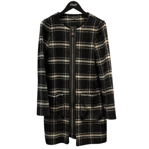 PATRIZIA PEPE パトリツィアペペ ダウン　 コート 38 新品同様 パトリツィア ペペ PATRIZIA PEPE チェック ノーカラーコート ブラック
