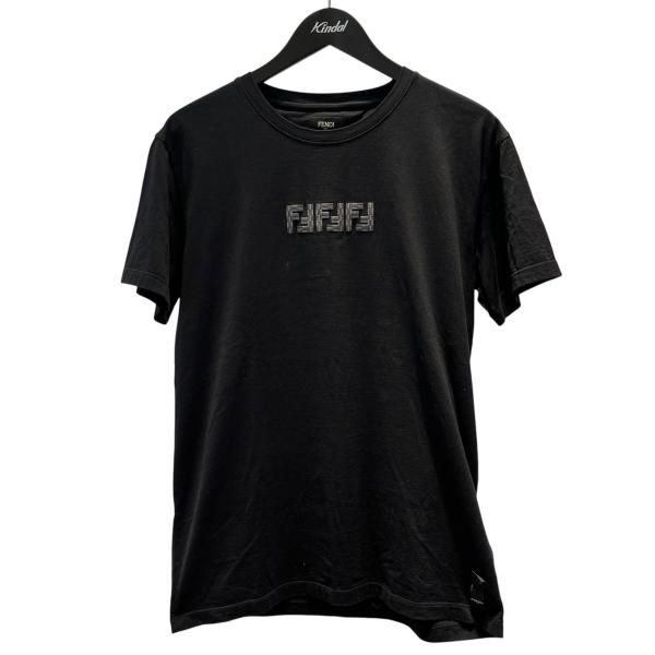 FENDI ロゴ Tシャツ サイズ40 FENDI（フェンディ） ロゴ刺繍 半袖Tシャツ 12CPZ-24-395 ブラック