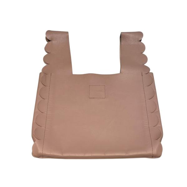 美品LUDLOW(ラドロー) レザースカラップショッピングバッグ LUDLOW（ラドロー） レザーミニトートバッグ スカラップ ピンク