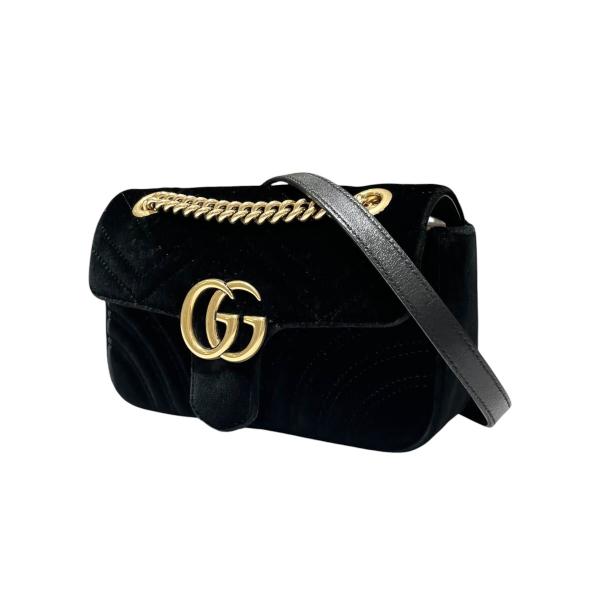 お値下げ交渉可GUCCI　GGマーモント ベルベット チェーン ショルダーバッグ GUCCI（グッチ） ブラックベルベッド製 GGマーモント マテラッセ
