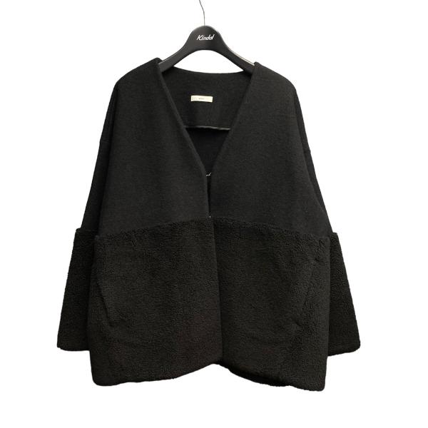 値下げ】yori 2021AW Vネックファーショートコート ブラック サイズ 