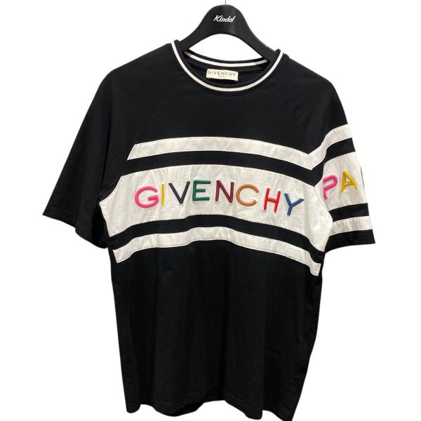 GIVENCHY（ジバンシィ） マルチカラーロゴ刺繍付 Tシャツ ブラック